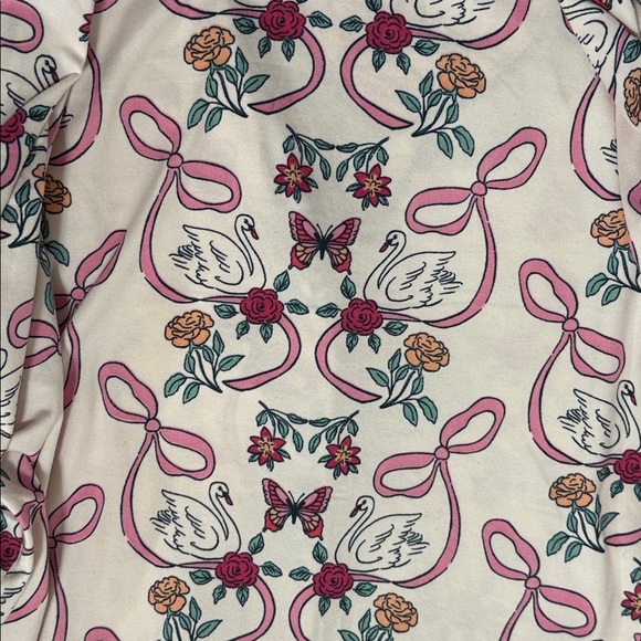 Envogue Women’s XL Swan & Ribbon Pink White Pajama Set Super Soft - NWT - Picture 5 of 7